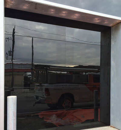 All-glass garage door.